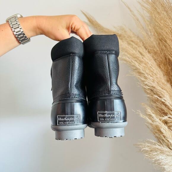 MENS WEATHERPROOF Black Leather Rubber Lace Up Snow Rain Ankle Boot Boots Shoes - Picture 10 of 11